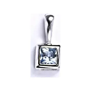 Přívěsek Zlatý přívěsek ,bílé i žluté zlato , zirkon akvamarin čtverec - P 1031 (zirkon 4x4 mm)