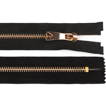 Zip Kovový zip No 5 délka 25 cm s ozdobným jezdcem - 2 černá zlatá