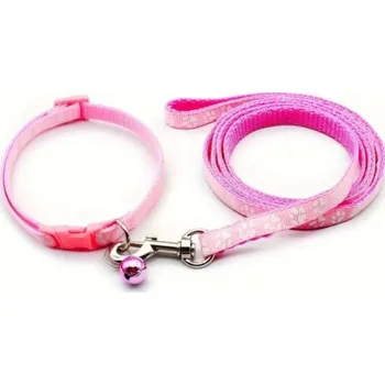 Obojek pro psa Sada obojek s vodítkem pro štěně sv.růžová tlapky