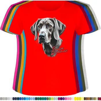 Dámské tričko damske-levne-bavlnene-tricko-digitalni-potisk-pes-vymarsky-ohar Barva: Red - červená, velikost: 3XL