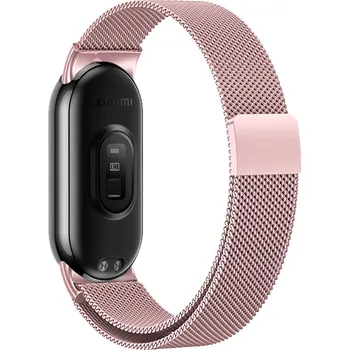 Příslušenství k chytrým hodinkám Milánský tah magnetické zapínání Mi band 8/9/10 Barva: Světle růžový, Pro Přístroj: Xiaomi Mi Band 8/9/10