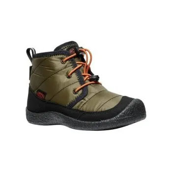 Dětská treková obuv KEEN HOWSER II CHUKKA WP Jr dark olive/gold flame US 4 / EU 36,0 / UK 3 / 22,5 cm; Zelená obuv + DÁREK DLE VÝBĚRU!