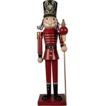 Velká vánoční dekorace kovový louskáček v červeném kabátku s holí – 60 cm + doprava zdarma