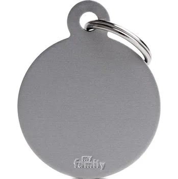 psí známka DOGG Známka pro psa Velká Aluminium Šedá Kruh + GRAVÍROVÁNÍ ZDARMA