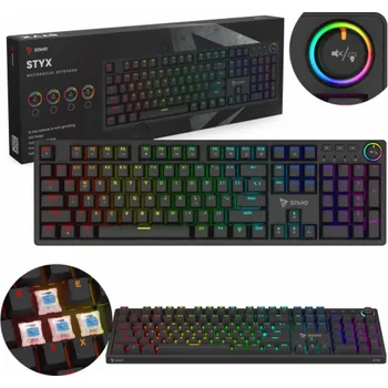 Klávesnice Savio STYX Outemu Blue, Hot Swap, RGB klávesnice Hraní