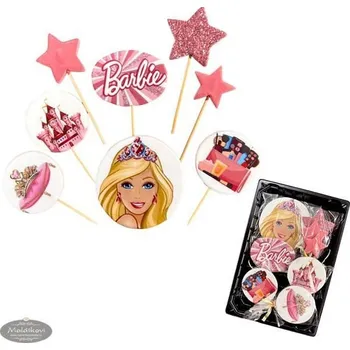 Jedlá dekorace na dort K-Decor Cukrové dekorace Barbie – sada zápichů