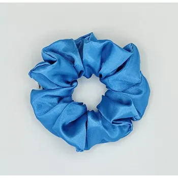 Saténová Scrunchie gumička tyrkysová L - klasik