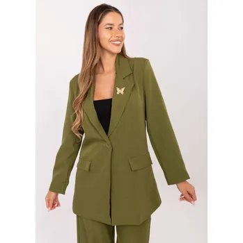 Dámské sako Olivově zelené elegantní sako s podšívkou a broží IT-MA-