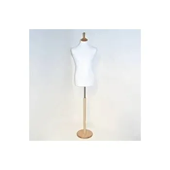 Figurína Krejčovská figurína, panna, manekýna FIDIA pánská, bílý potah, kruhový stojan, jasan