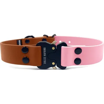 Obojek pro psa Dolce Hafana Obojek Tactical 2,5 cm Brown / Pastel Pink Velikost: XL