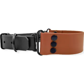 Obojek pro psa Dolce Hafana Široký obojek Fernie 4 cm Black / Brown Velikost: XS