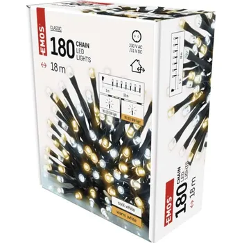 Vánoční osvětlení EMOS D4AN06 řetěz 180 LED teplá/studená bílá