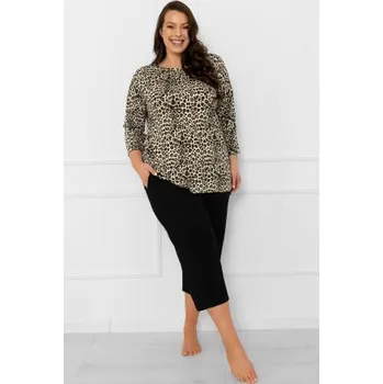 Dámské pyžamo Dámské 3/4 pyžamo Italian Fashion Kenia - viskóza Černo-béžová XL