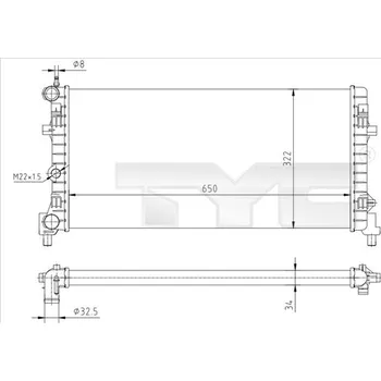 Chladič motoru TYC 737-0064-R Chladič, chlazení motoru (737-0064-R)