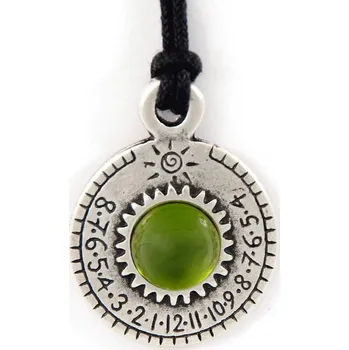 Hodiny Náhrdelník a sluneční hodiny Saturn - zelený kámen