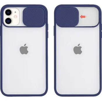 Pouzdro na mobilní telefon Silikonový obal s posuvným krytem na fotoaparát pro iPhone 12 Pro Max Barva: Tmavě modrá