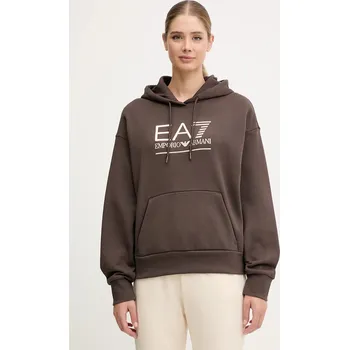 Dámská mikina Mikina EA7 Emporio Armani dámská, hnědá barva, s kapucí, s aplikací, AF10377-7W000422 AF10377.7W000422 88X, vel. S