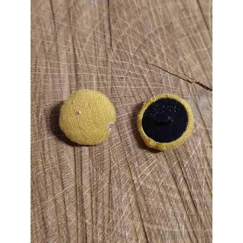 Knoflík Knoflík potažený průměr 17 mm barva hořčicová a zlaté tečky