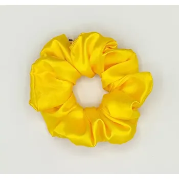 Saténová Scrunchie gumička žlutá L - klasik