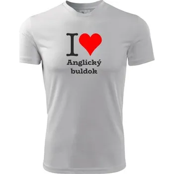 Chlapecké tričko Bílé dětské tričko I love Anglický buldok - dárek pro malého pejskaře / pejskařku - barva bílá - velikost 8let