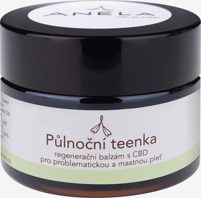 Anela Půlnoční teenka Obsah: 30 ml regenerační balzám s CBD pro problematickou a mastnou pleť