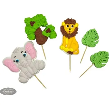 Jedlá dekorace na dort K-Decor Cukrová zapichovací zvířátka – sloník a lev
