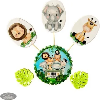 Jedlá dekorace na dort Sada cukrových dekorací – Safari (zvířátka na dort)
