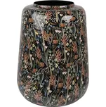 Černo-hnědá kovová váza s rostlinným motivem Jan-bart – 31x40 cm + doprava zdarma