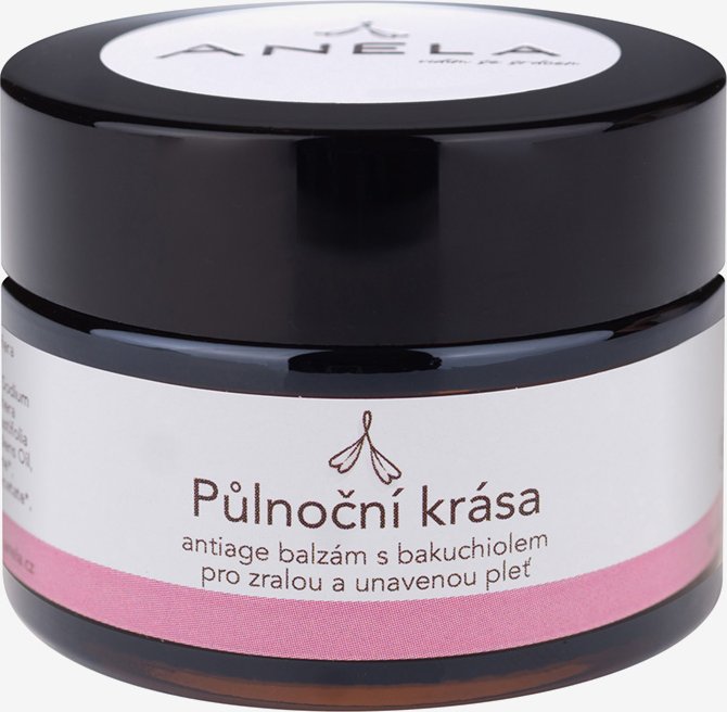 Anela Půlnoční krása Obsah: 30 ml anti-age balzám s bakuchiolem pro zralou a unavenou pleť