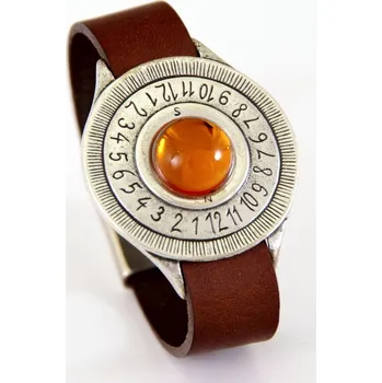 Hodiny Náramkové sluneční hodiny Tempus - oranžový kámen - velikost M