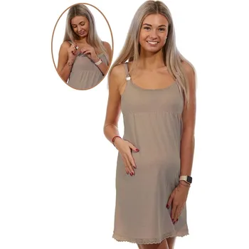 Dámské noční prádlo Hnědá košilka s tenkými odepínacími ramínky na kojení 1C4116 hnědá m