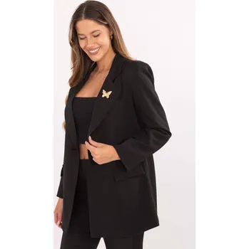 Dámské sako Elegantní černé sako s podšívkou a broží IT-MA-