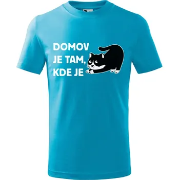 DOBRÝ TRIKO Dětské tričko Domov kočka Velikost: 122/6 let, Barva: Tyrkysová