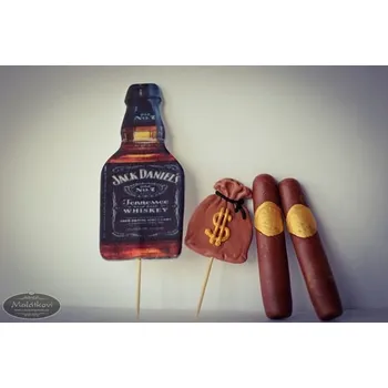 Jedlá dekorace na dort Pánská sada whisky – cukrová dekorace na dort