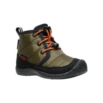 Dětská treková obuv KEEN HOWSER II CHUKKA WP K dark olive/gold flame US 11 / EU 29,0 / UK 10 / 18 cm; Zelená obuv + DÁREK DLE VÝBĚRU!
