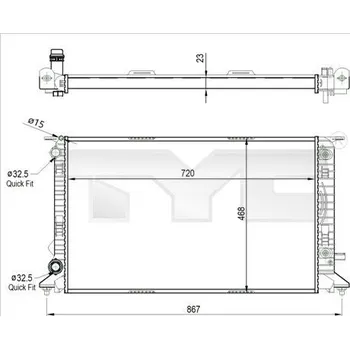 Chladič motoru TYC 702-0037-R Chladič, chlazení motoru (702-0037-R)