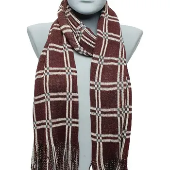 Šála Zimní šála se vzorem kostka - hnědá