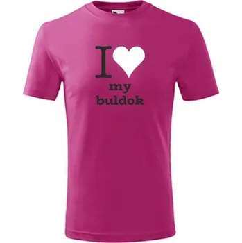 Chlapecké tričko Purpurové dětské tričko I love my buldok - barva purpurová - velikost 12let