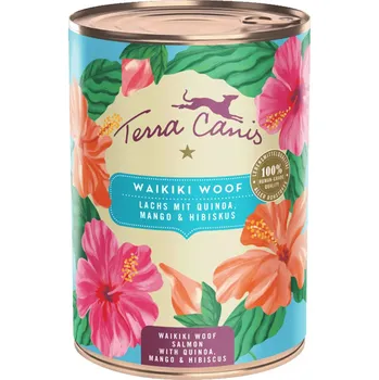Krmivo pro psa Terra Canis Flower Menu Waikiki Woof Konzerva Losos s quinoou, mangem a ibiškem 400 g