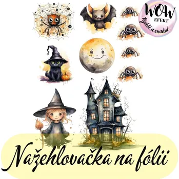 Nažehlovačky na fólii Nažehlovačka na fólii, HALLOWEEN mix 1, k dotvoření, 20,2x15,6cm /arch