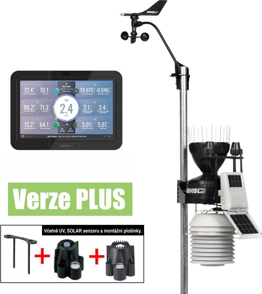Davis 6263 - Meteostanice Davis Vantage Pro 2 - bezdrátová verze s 24 hod. aspiračním štítem verze PLUS + konzole Weatherlink