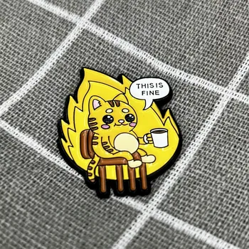 This is fine - Tohle je v pohodě kočička s kafíčkem v plamenech