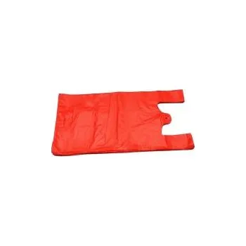 Nákupní taška Mikrotenová taška HDPE, nosnost 15 kg, 33+20 x 69 cm, červená, 100 ks