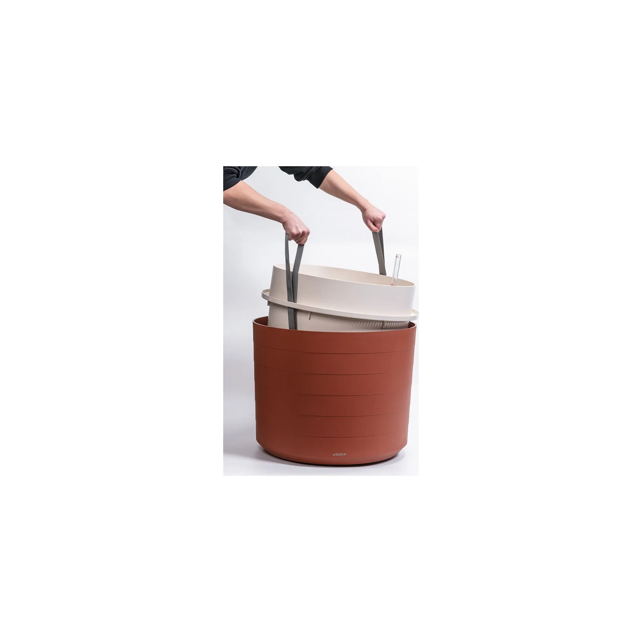 Fotografie 5 - Květináč Plastia Berberis 55 cm terakota/slonová kost