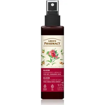 Vlasová regenerace Green Pharmacy Argan Oil & Pomegranate Elixir bezoplachový elixír pro poškozené a křehké vlasy 150 ml