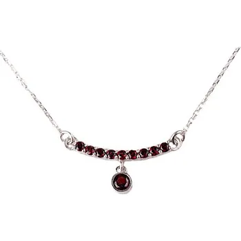 Náhrdelník granát - stříbrný náhrdelník - kulička (8646-1) povrchová úprava: zlacené