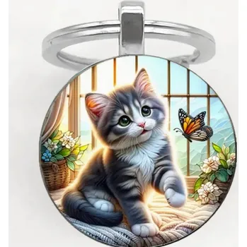 Přívěsek na klíče s kočkou