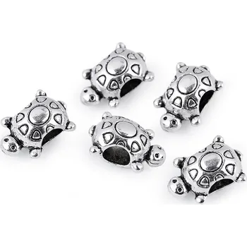 Korálek Výprodej - Kovový korálek želva 10x14 mm - 20ks Varianta: platina s patinou, Balení: 20 ks