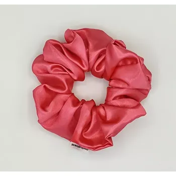 Saténová Scrunchie gumička růžová tmavá L - klasik
