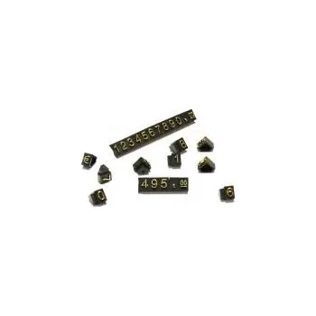 Dárková visačka Cenovky Q 3D, 6 x 9 mm, sada 240 čísel + "€", zlatý prolis